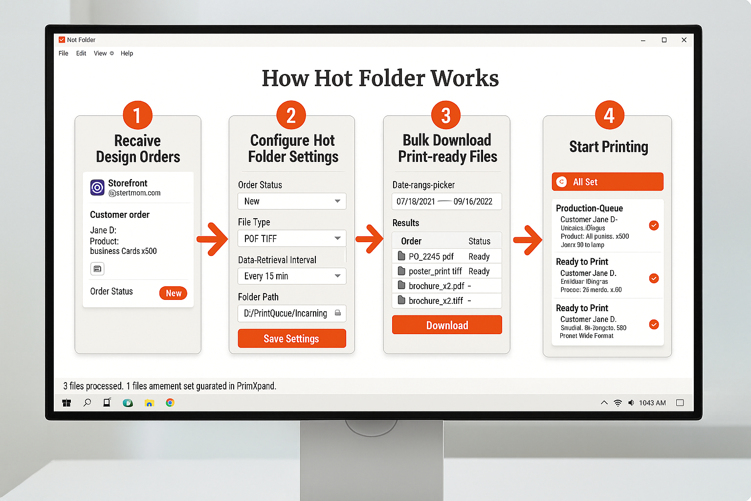 Hot Folder file routing workflow — from intake to RIP queue